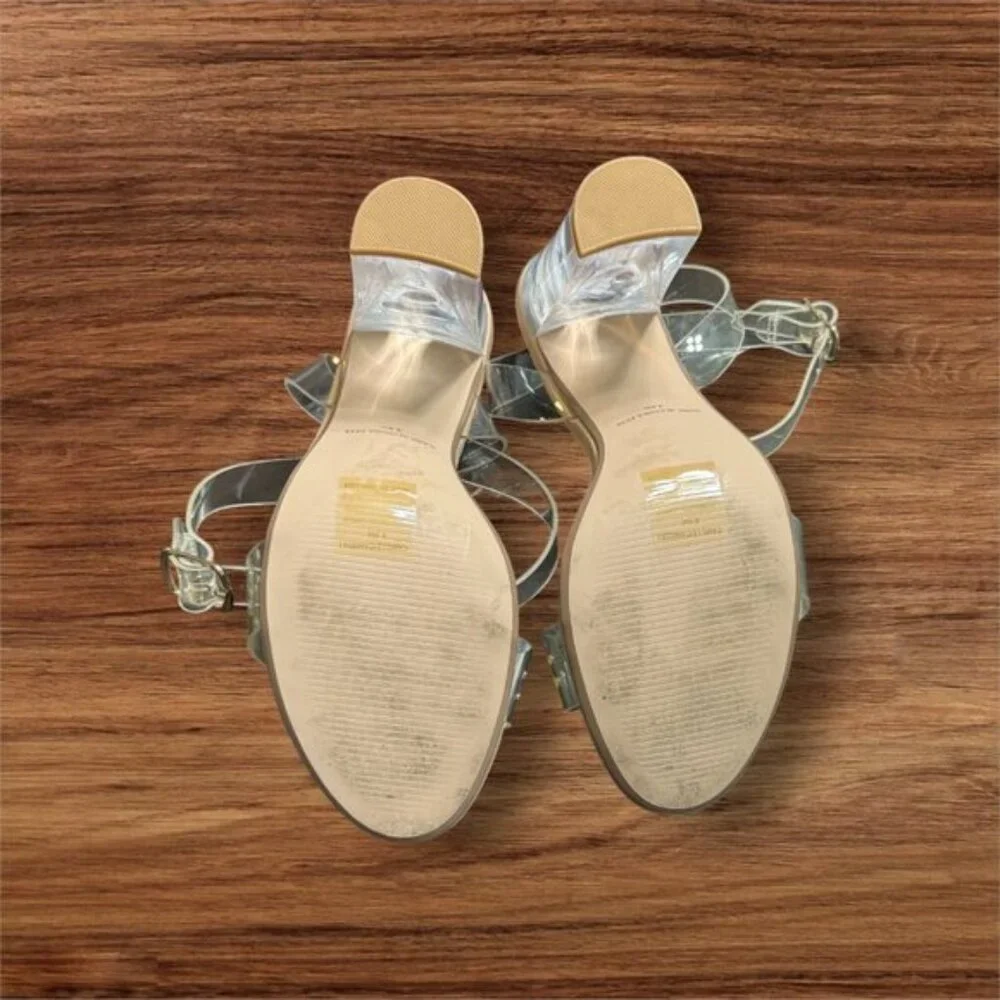 Steve Madden Womens Camille Peep Toe Ankle Strap Sandals,‎ Clear Size 9.5 - Picture 6 of 9